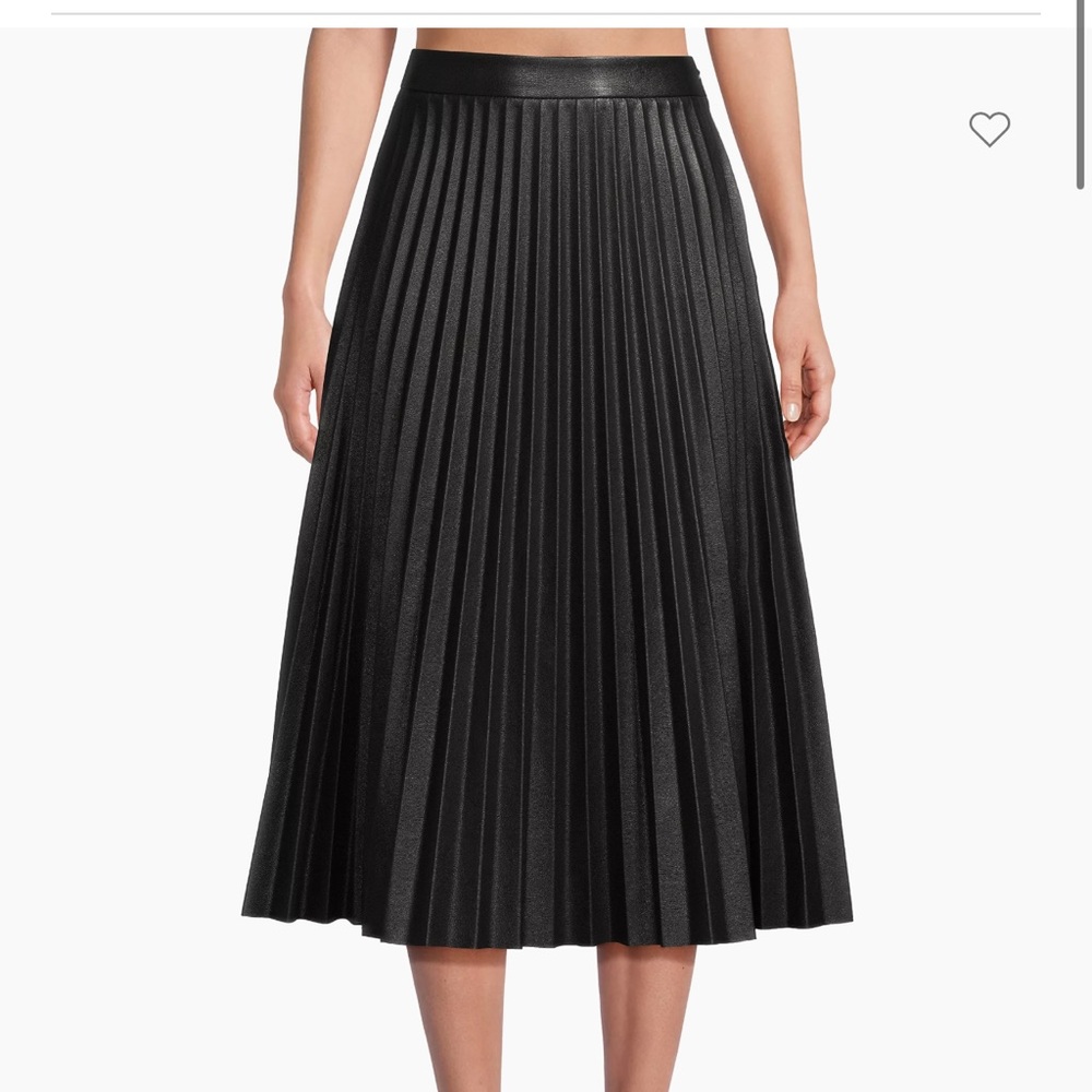Milly 
Rayla Pleated Vegan Leather Midi-Skirt